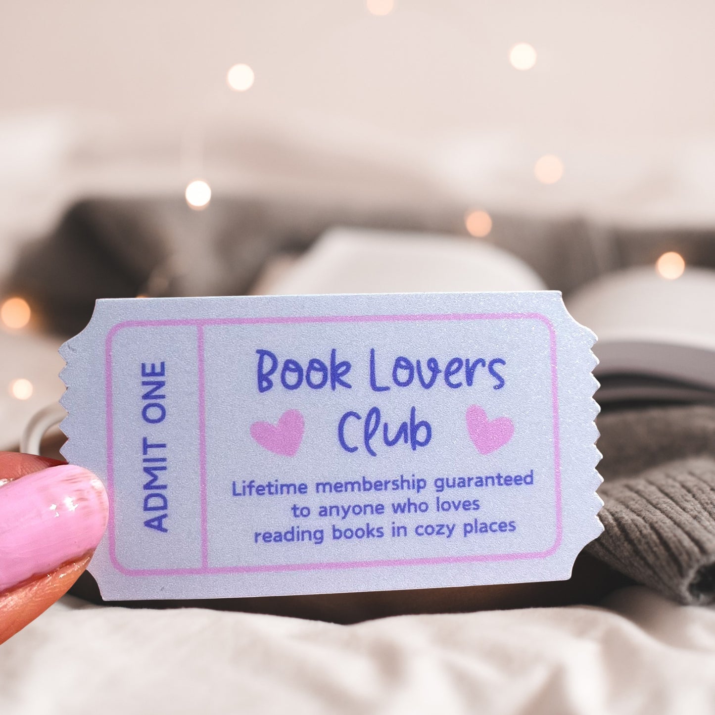 Book Lovers Club sticker in the design of a ticket