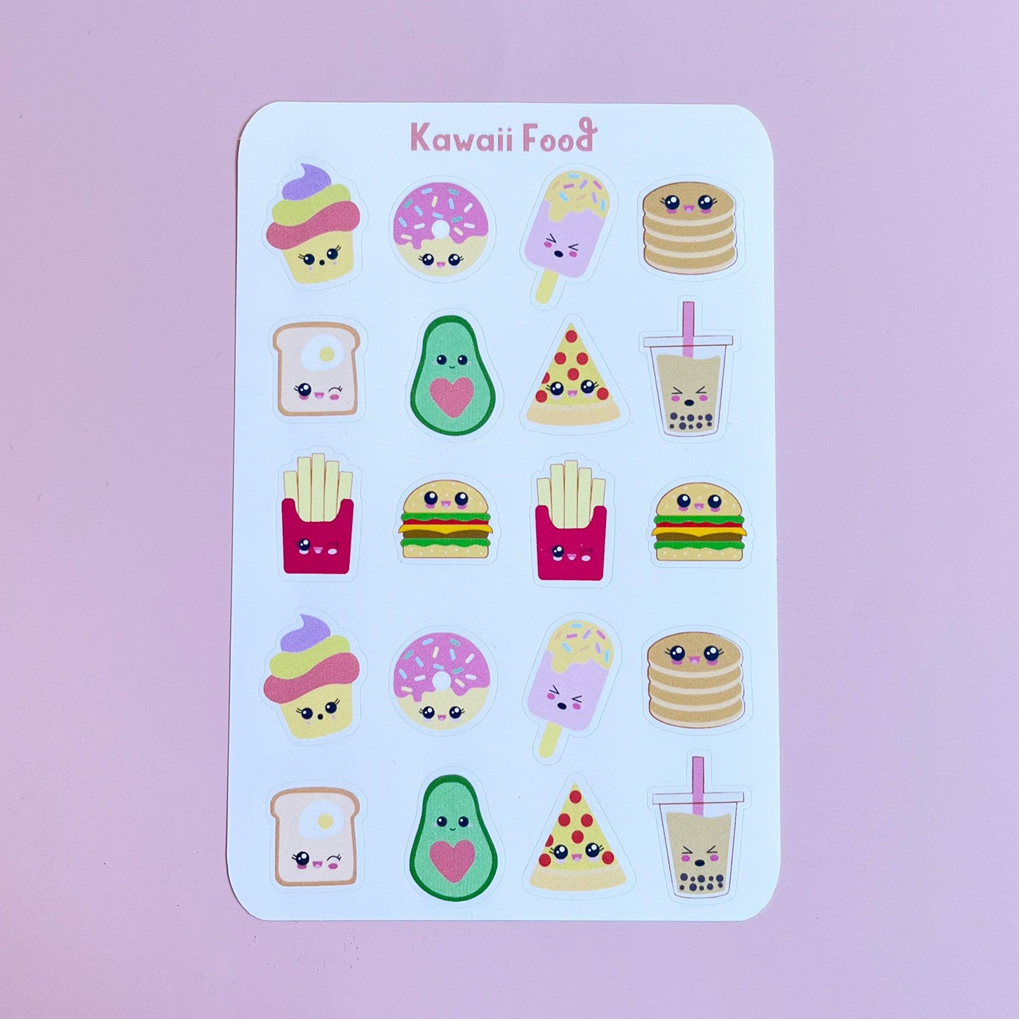 Kawaii food sticker sheet