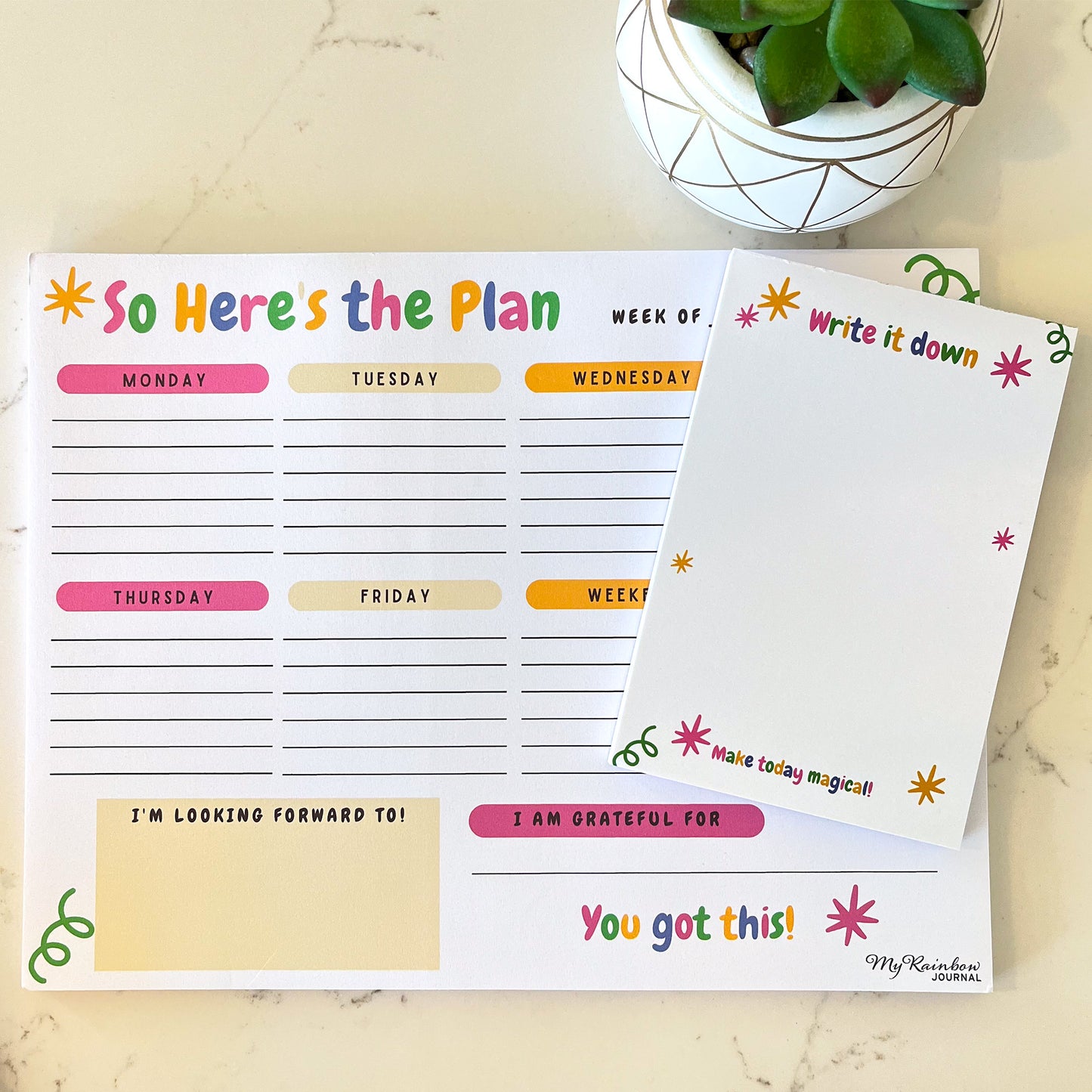 write it down notepad with matching planner pad