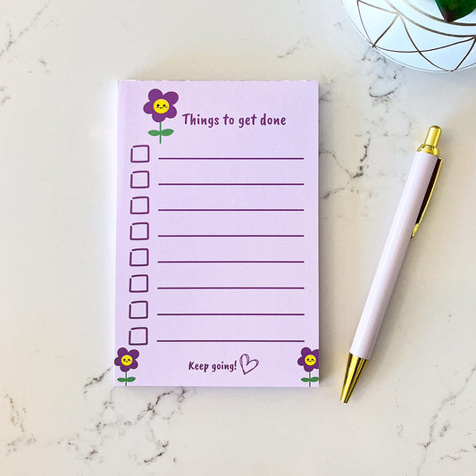 things to get done notepad flatlay