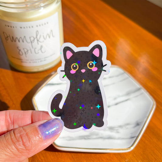 Black Cat Holographic Sticker