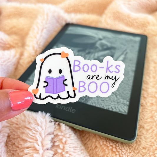 Books are my Boo Cute Bookish Ghostie sticker