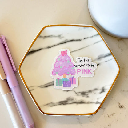 Pink Christmas Tree Sticker