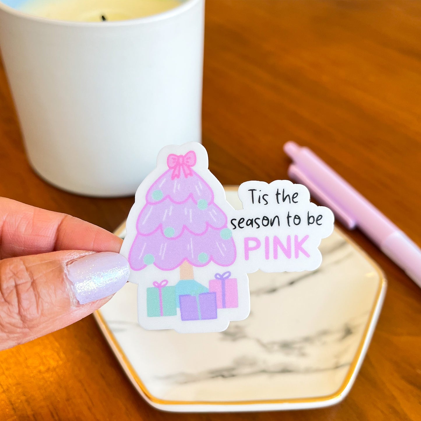 Pink Christmas Tree Sticker