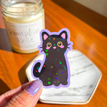 Black Cat Holographic Sticker