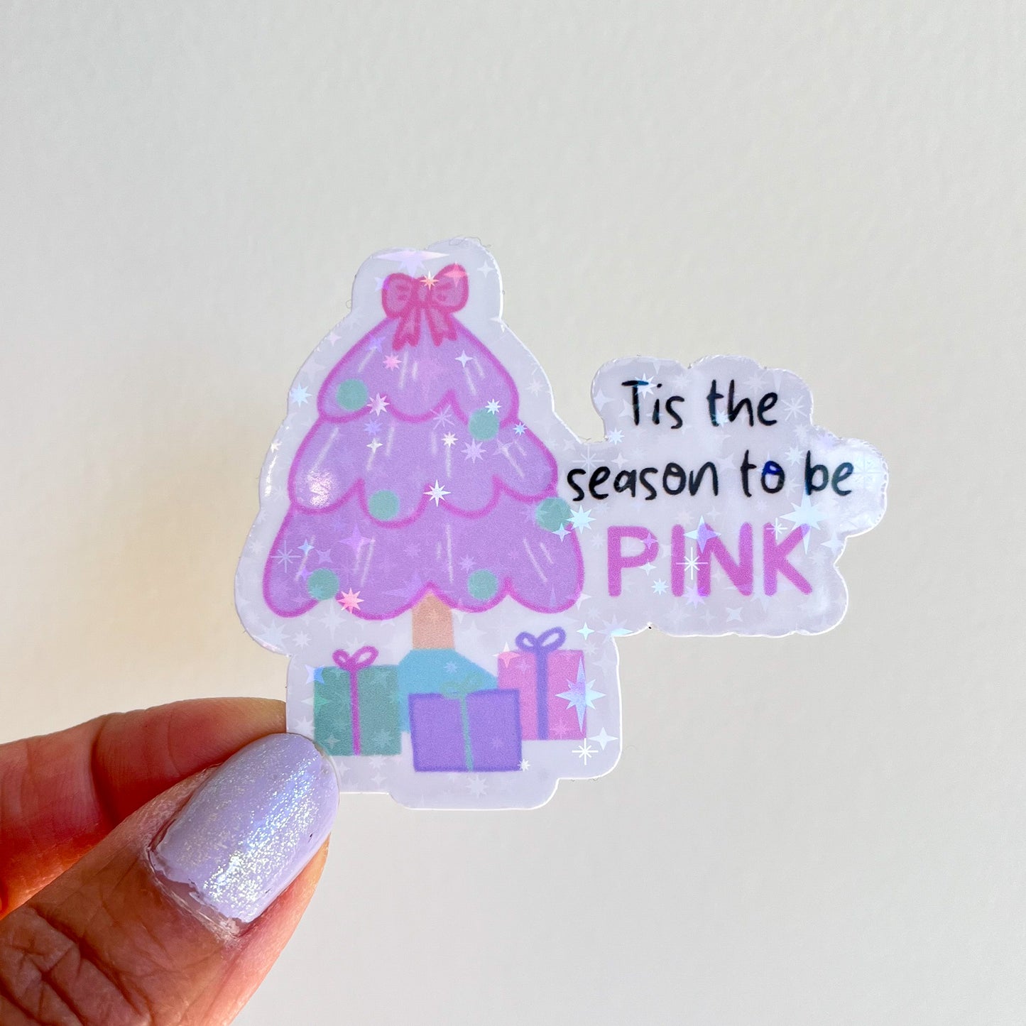 Pink Christmas Tree Sticker