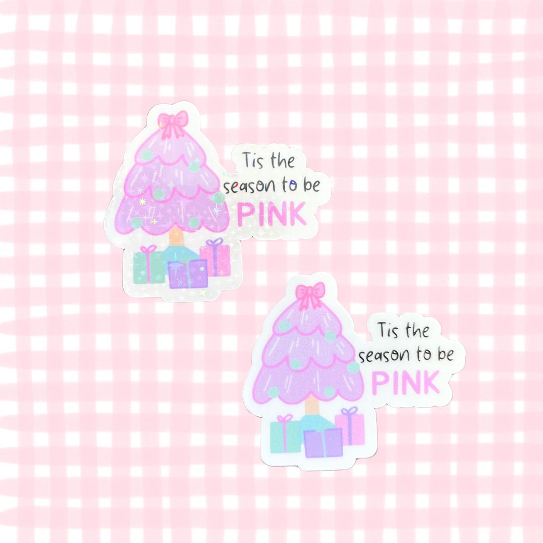 Pink Christmas Tree Sticker