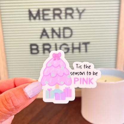 Pink Christmas Tree Sticker