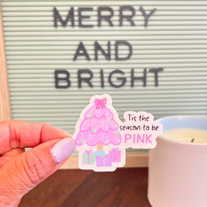 Pink Christmas Tree Sticker