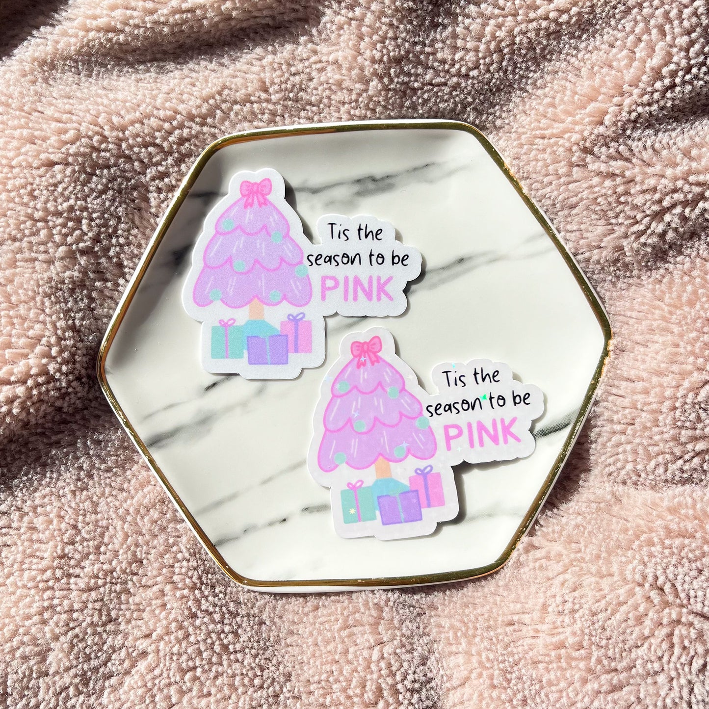 Pink Christmas Tree Sticker