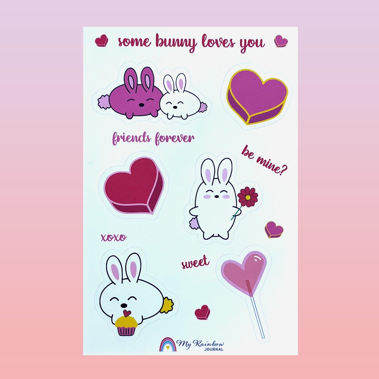 Bunny stickers for valentines day