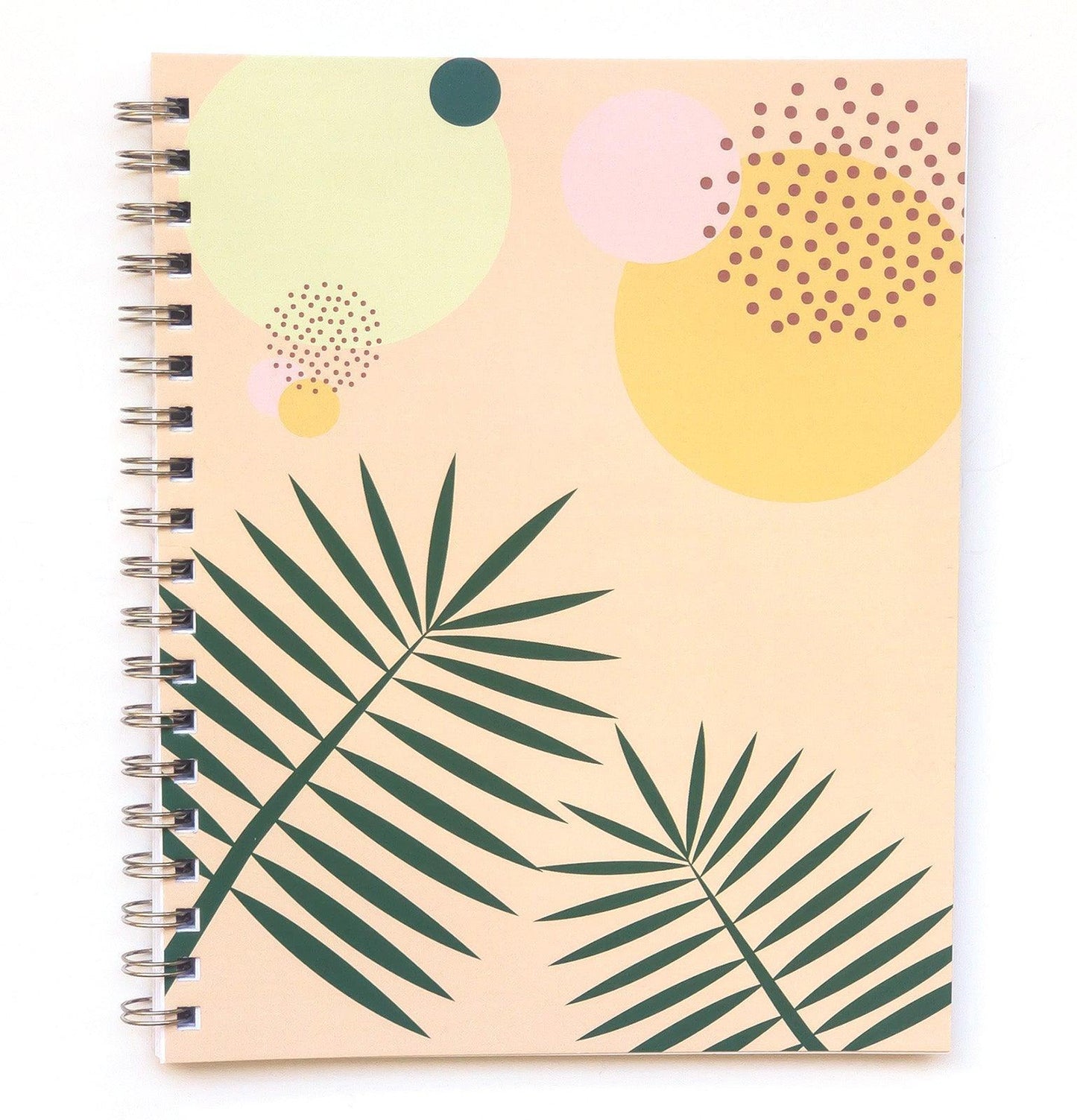 Cool and Calm Journal - front cover featuring palm leaves and neutral abstract figures