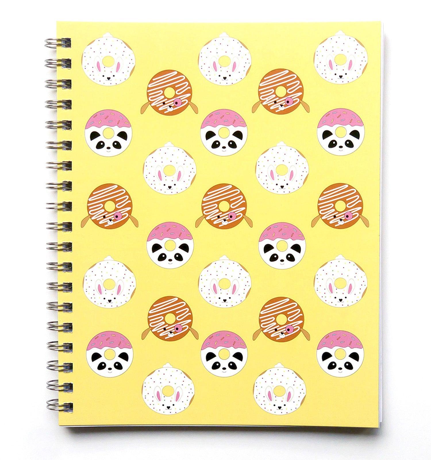 Donut Ever Give Up Journal - cute donut animal characters are playfully set against a yellow background