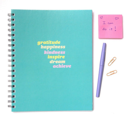 Get Inspired Journal flat lay with motivational note saying I can do it